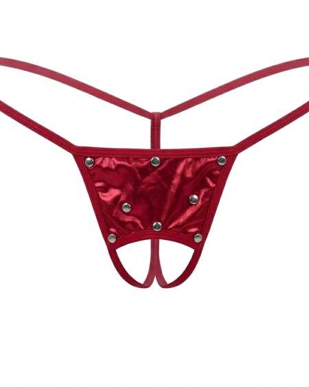 Bacio Fantazi Kırmızı Özel Ağı Açık Seksi Metalli String-Tanga BC1284